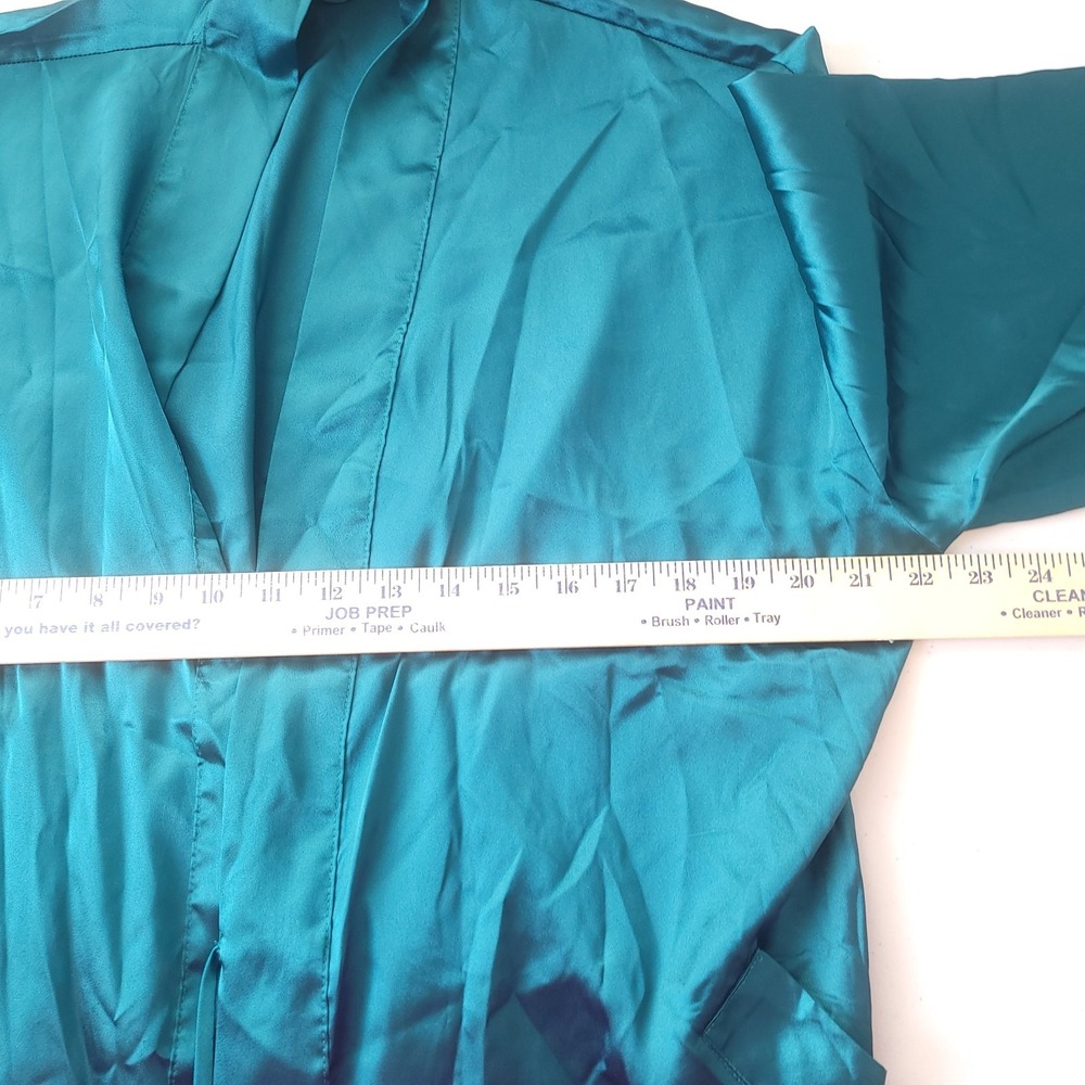 Victoria's Secret Satin Robe Womens One Size Emerald Green Kimono Short Belted - Picture 4 of 5